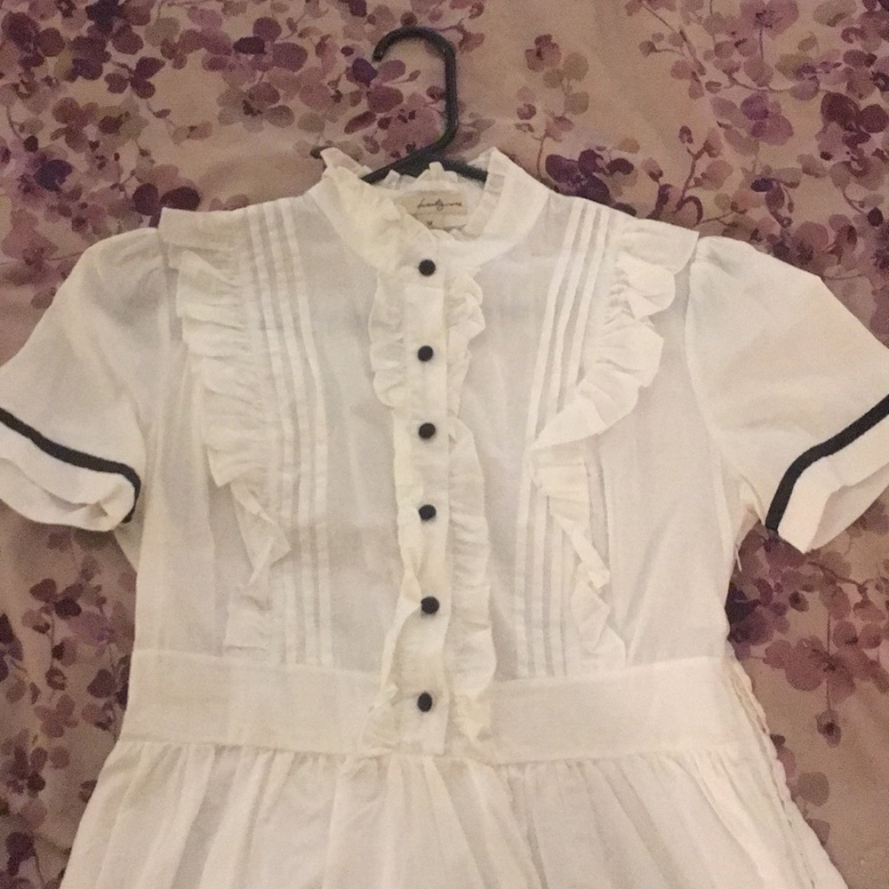 Vintage style nautical theme white summer dress